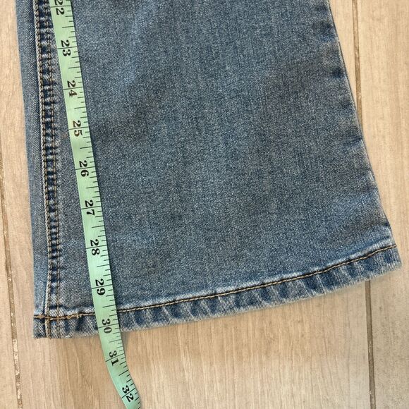 Women’s Boho Hippie Flare Jeans Size 26” Waist Stretch Denim Low Rise - Picture 6 of 8